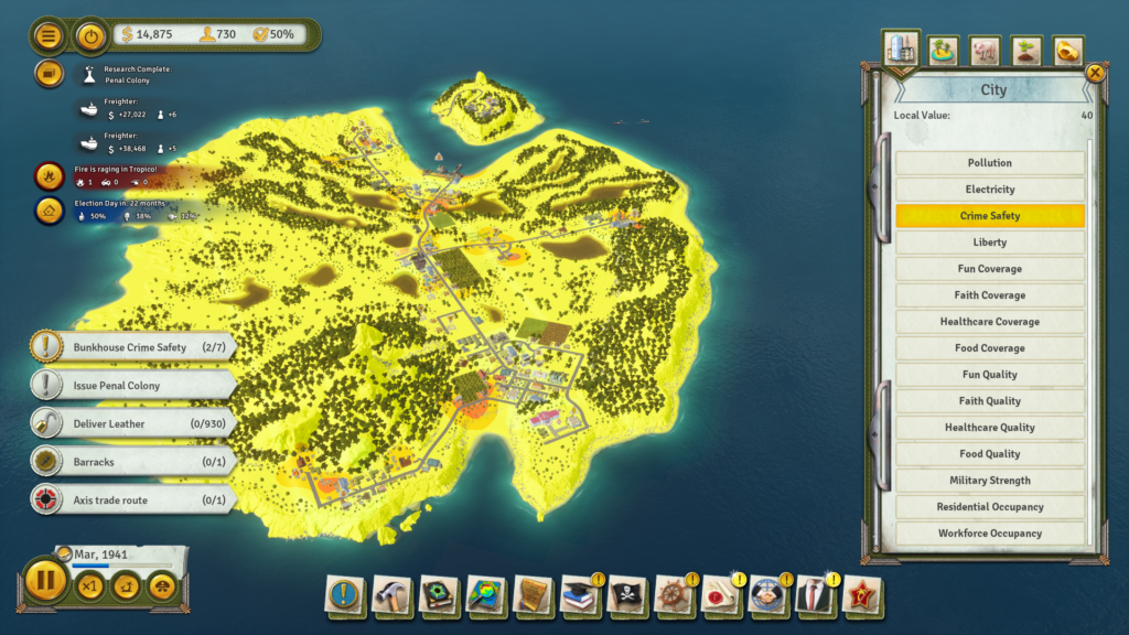 Tropico 6 Island View will show you everything in one screen